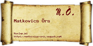 Matkovics Örs névjegykártya